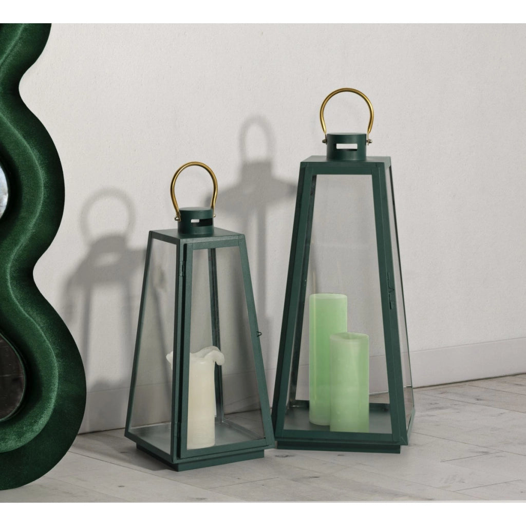 Lanterna Genofeffa, Verde, Metallo, 25x25x57 cm