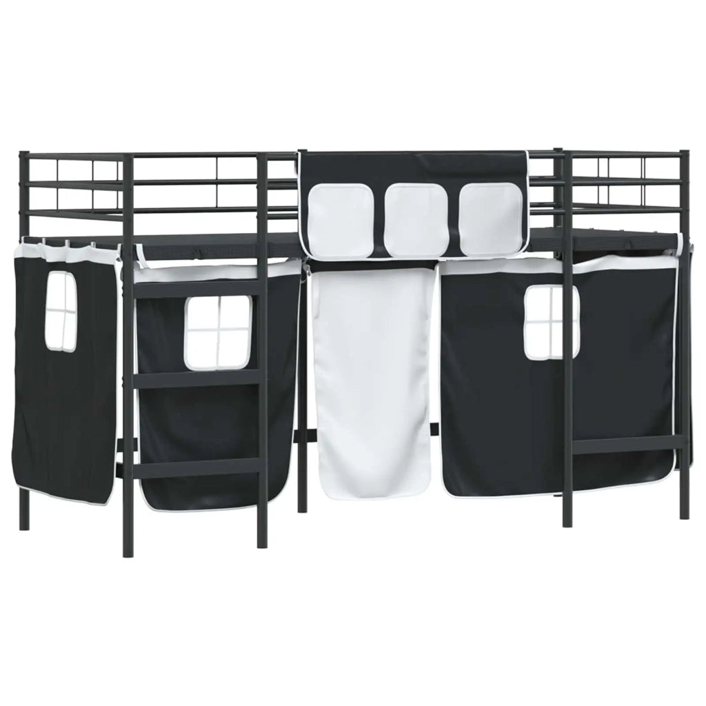 Struttura del Letto Loft per Bambini con Tendine-Giroletto per bambini Nero 307672