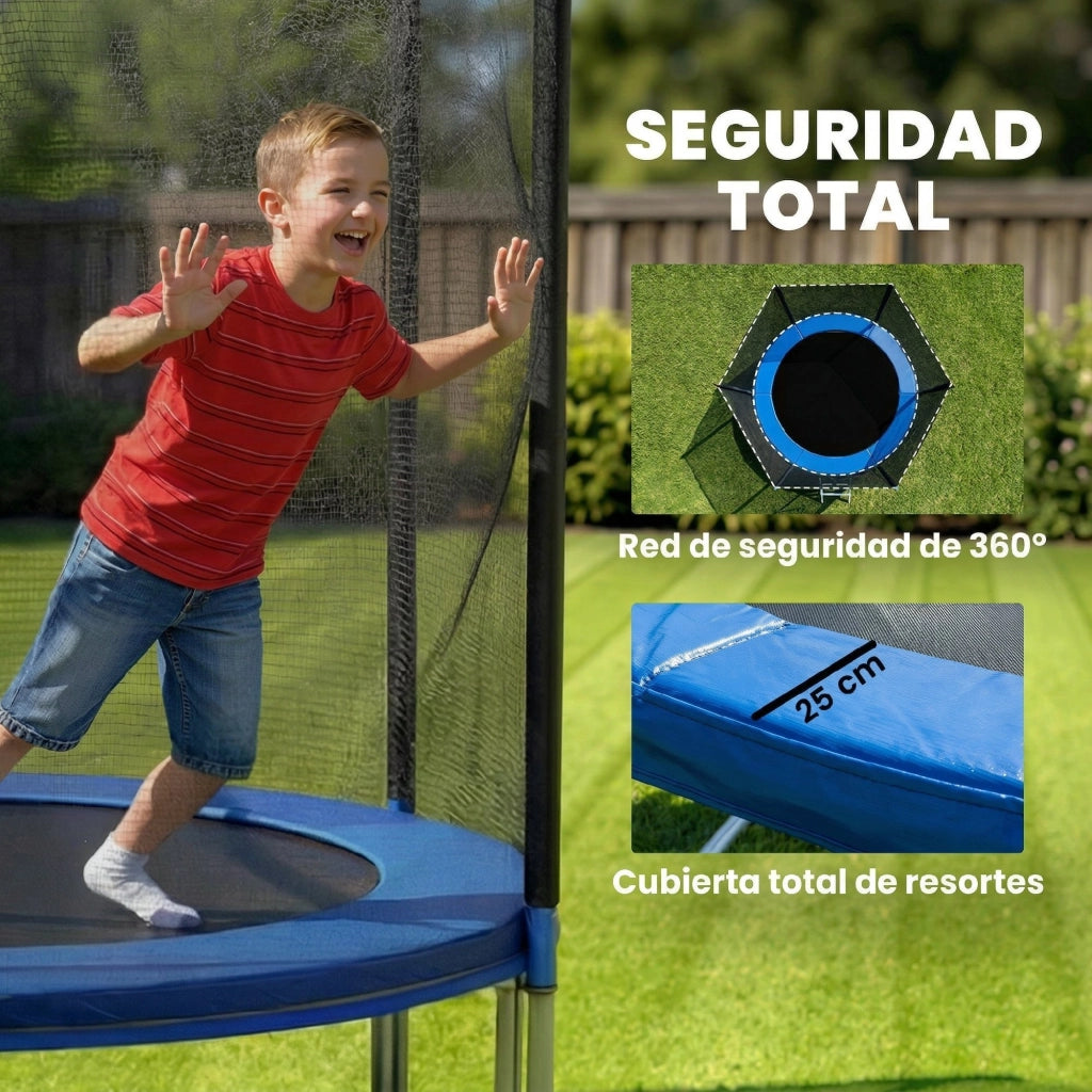 Trampolino Elastico ?366 cm ¨C Xylo ¨C Con Rete di Sicurezza Scala e Protezione Molle Blu