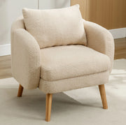 Poltrona singola in Teddy con cuscino; 71x72x71 cm; beige
