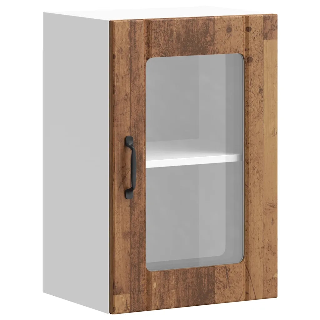 Pensile da Cucina con Porta in Vetro Lucca Legno Antico 853775