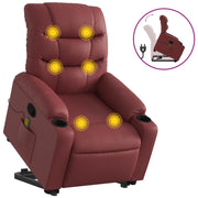 Poltrona | Sedia Relax Alzapersone Massaggi Reclinabile Rosso Vino Similpelle