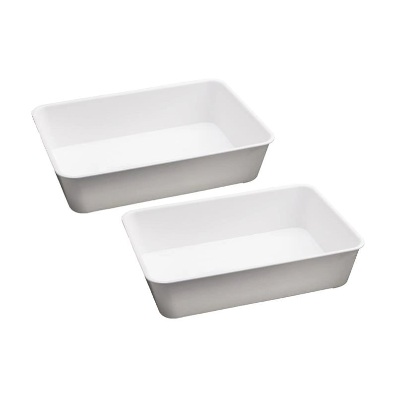 KIT SET 2 PZ VASSOIO MULTIUSO IN PLASTICA CATERING DI COLORE BIANCO