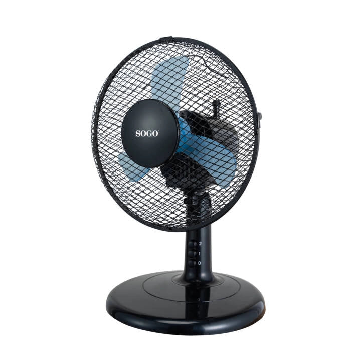 Ventilatore da tavolo 23 cm compatto, 2 velocità e oscillazione con inclinazione regolabile 18W per scrivania - Sogo