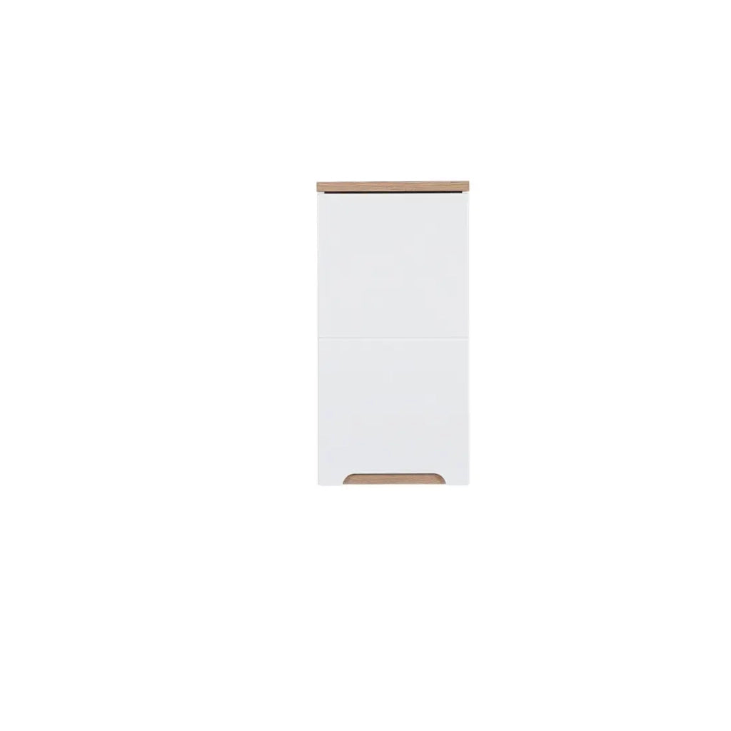 Mobile da bagno ERMANO - Rovere chiaro e bianco lucido - 35x70 cm - 1 porta - Da appendere