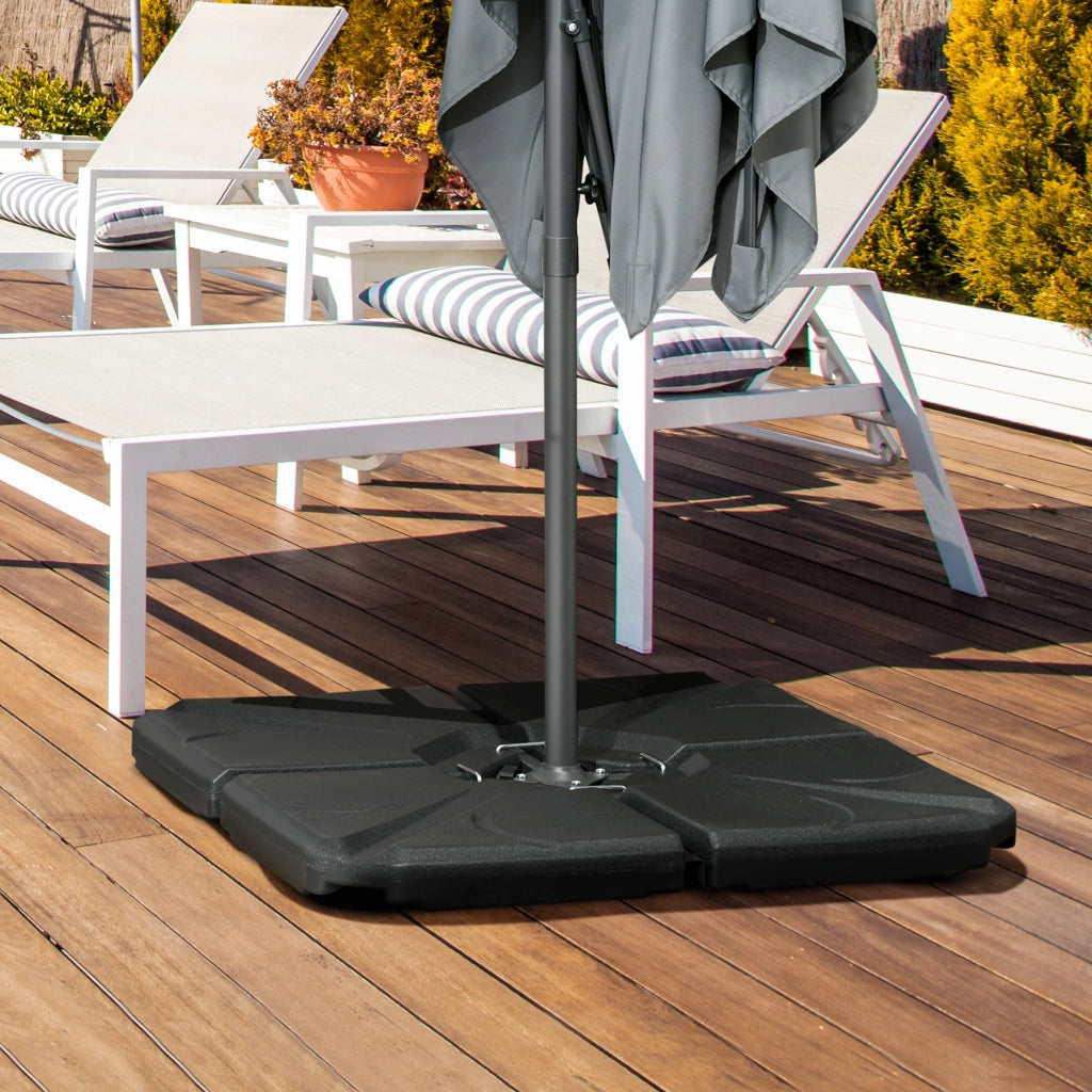 Base Ombrellone 4 Pezzi HDPE Riempibile Acqua Sabbia 18kg ¨C zephmum ¨C 103x103x8.3 cm Nero