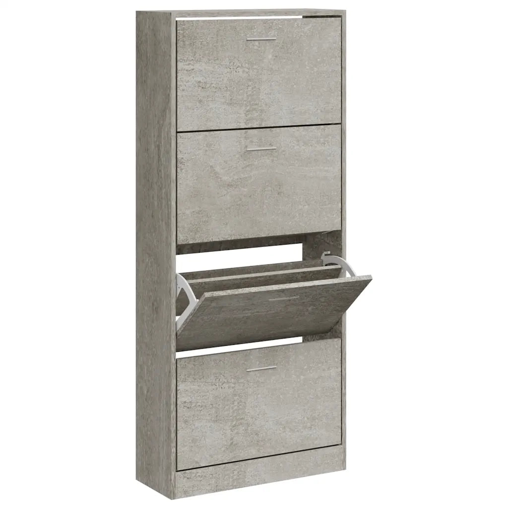 Scarpiera | Mobile per scarpe Grigio Cemento 63x24x147 cm in Legno Multistrato