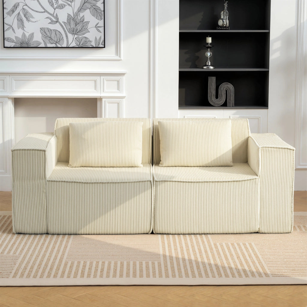 Divano 3 Posti Trapuntato in Velluto ¨C Zephmum ¨C Beige