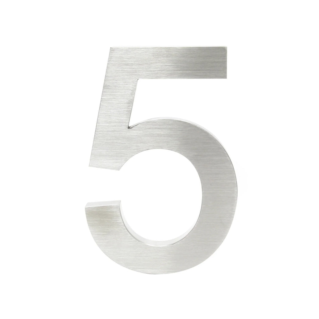 Targa con numero civico "5" in acciaio sottile 20 cm Arial 3D hardware di montaggio 16_0001429