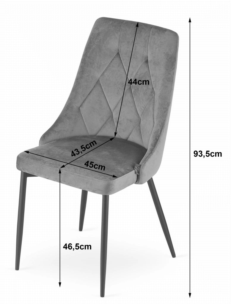 Sedia VALORA IMOLA - Design ergonomico moderno in velluto grigio chiaro x 3