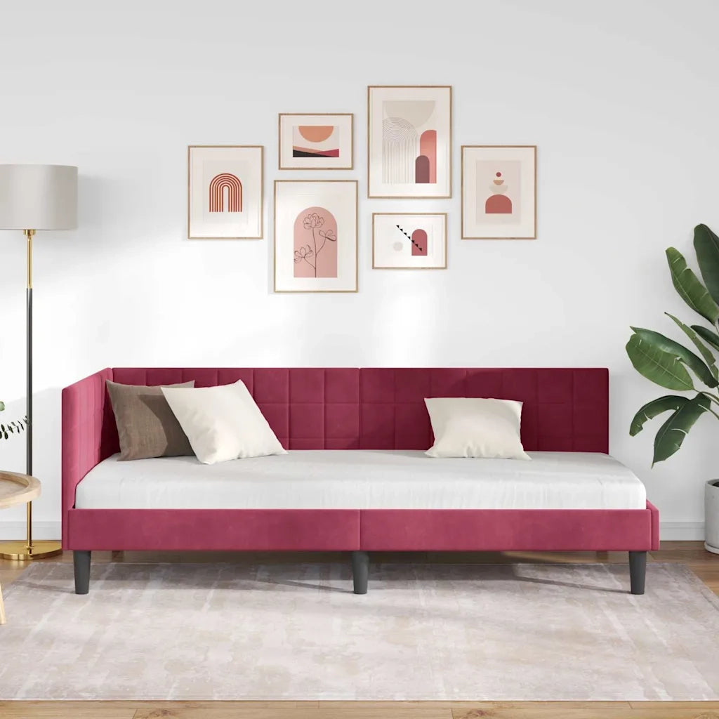 Cornice del letto ad angolo Rosso Vino 80 cm x 200 cm Velluto 42016412