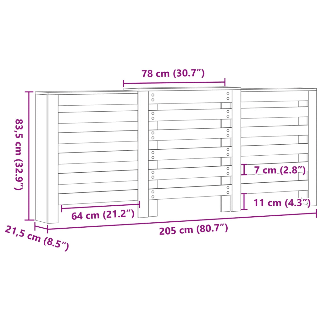 Copertura Termosifone Rovere Marrone 205x21,5x83,5 Multistrato CFW3240512