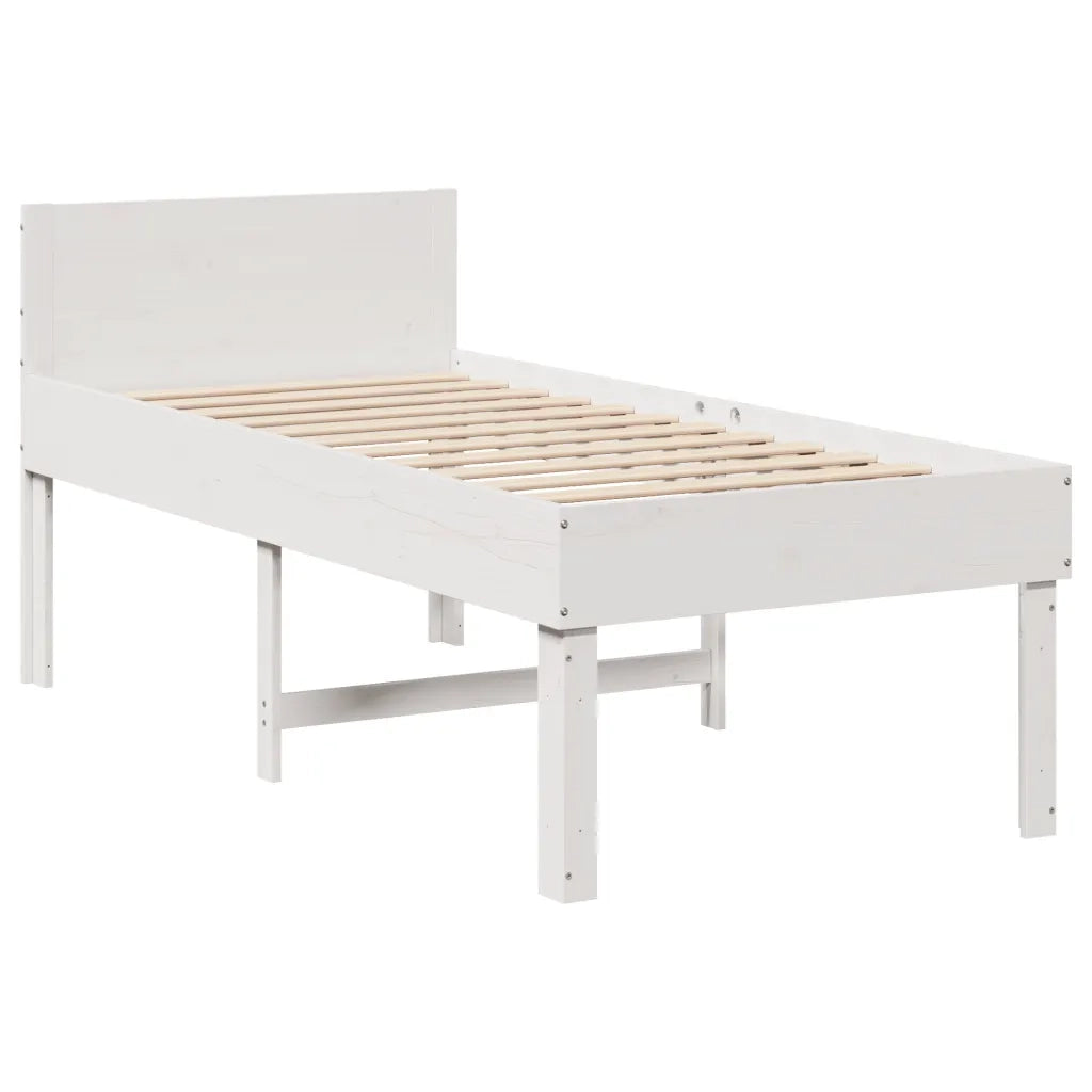 Letto singolo | Letto per adulti | Letto senza Materasso Bianco 90x190 cm in Legno Massello Pino