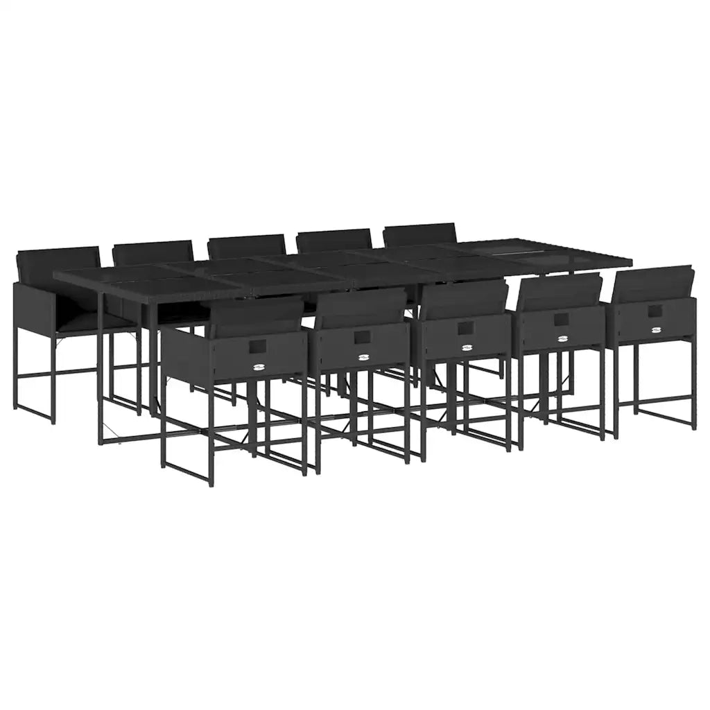 Set da Pranzo da Giardino 11 pz con Cuscini in Polyrattan Nero 3211291