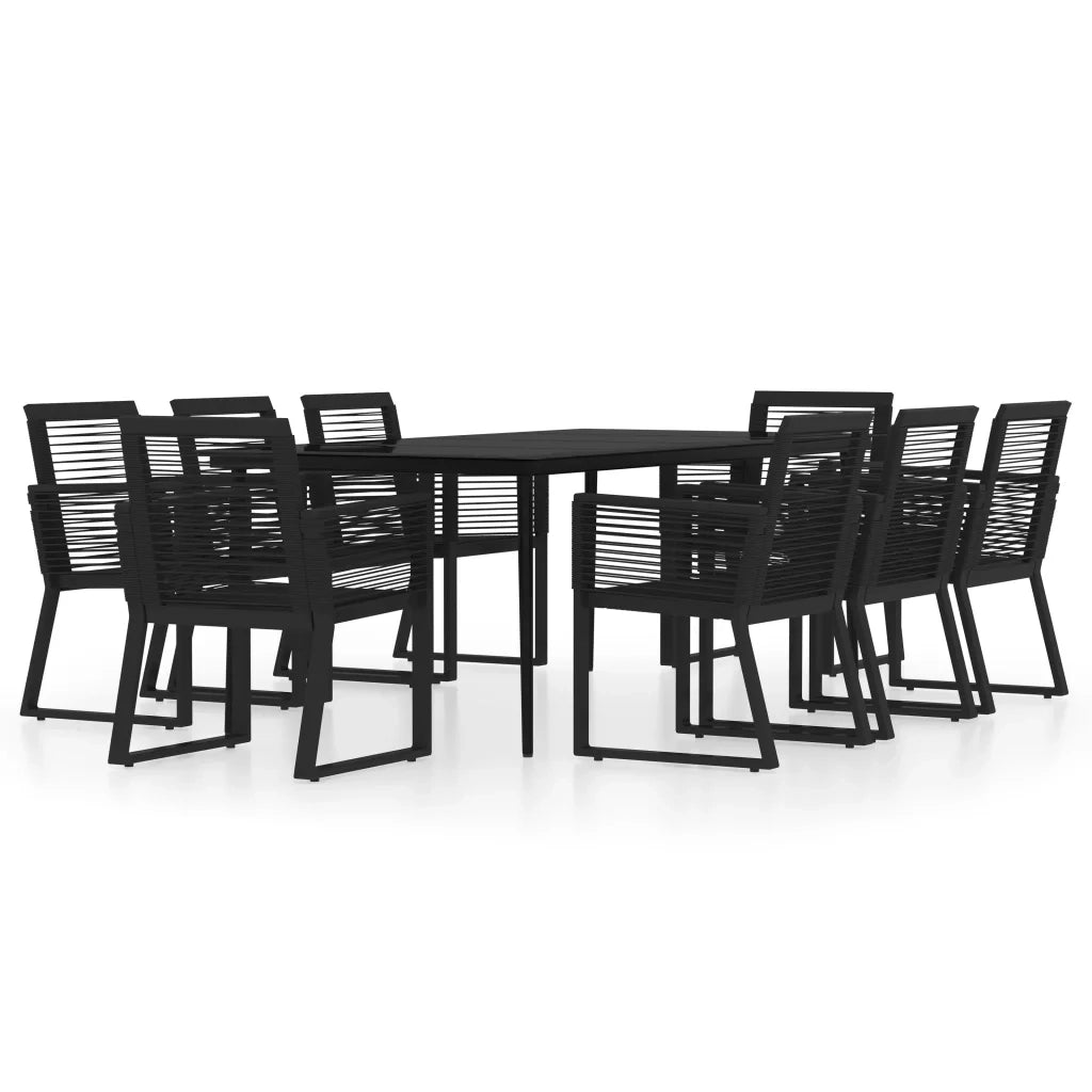 Set da Pranzo per Giardino 9 pz con Cuscini Nero 3099160