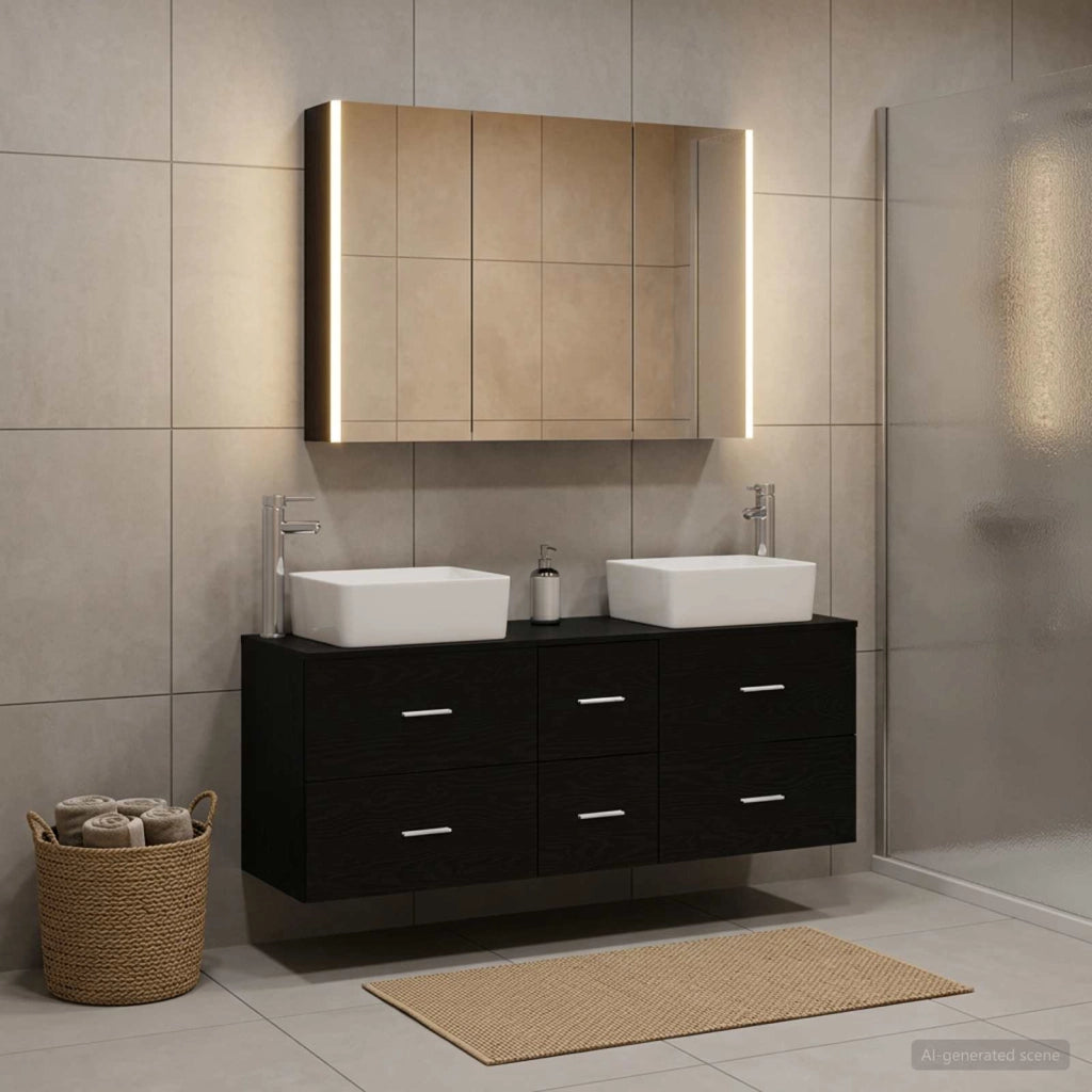 Set di mobili per il bagno 4 pz Rovere Nero 3406864