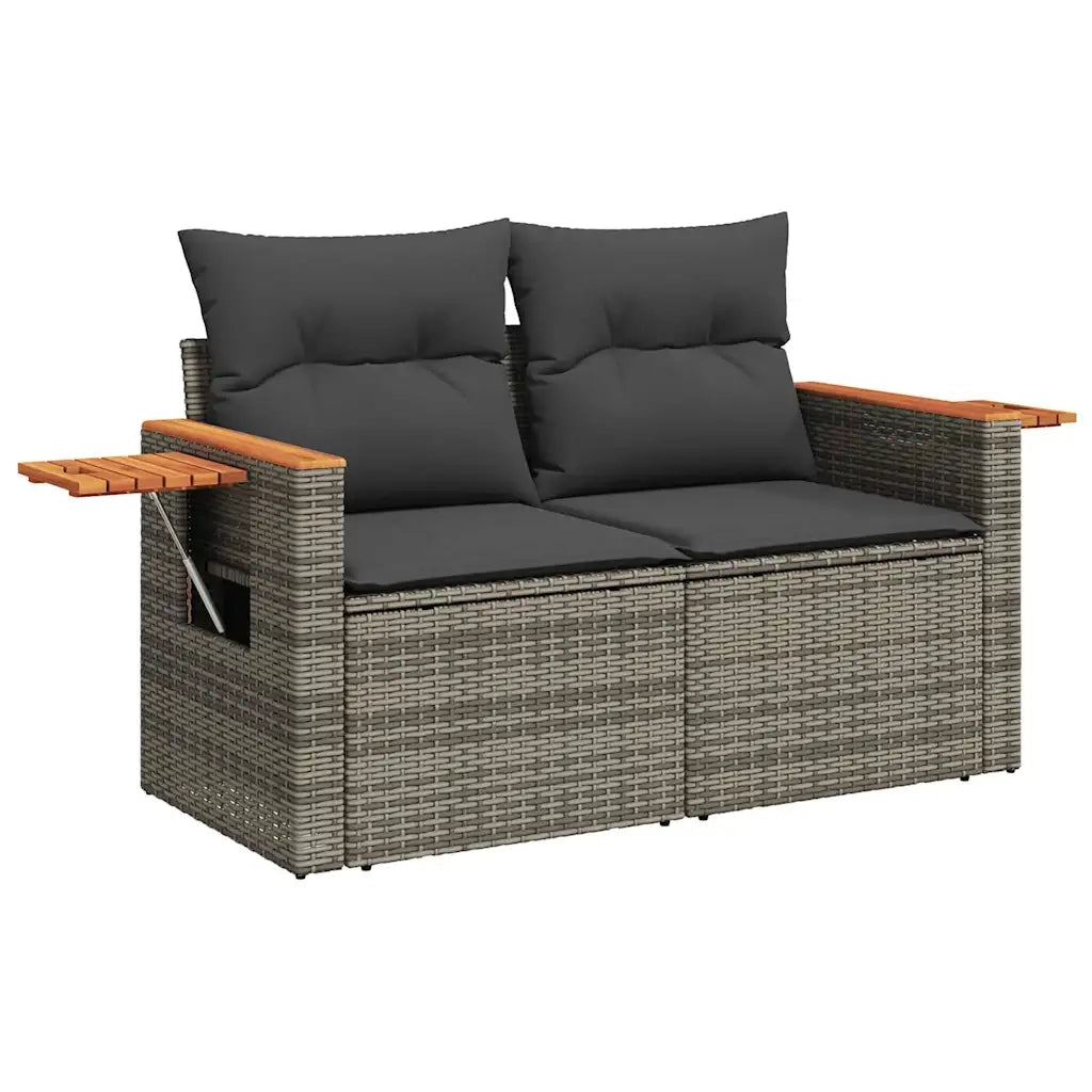 Set Divano da Giardino 6pz con Cuscini Grigio Polyrattan Acacia 3327553