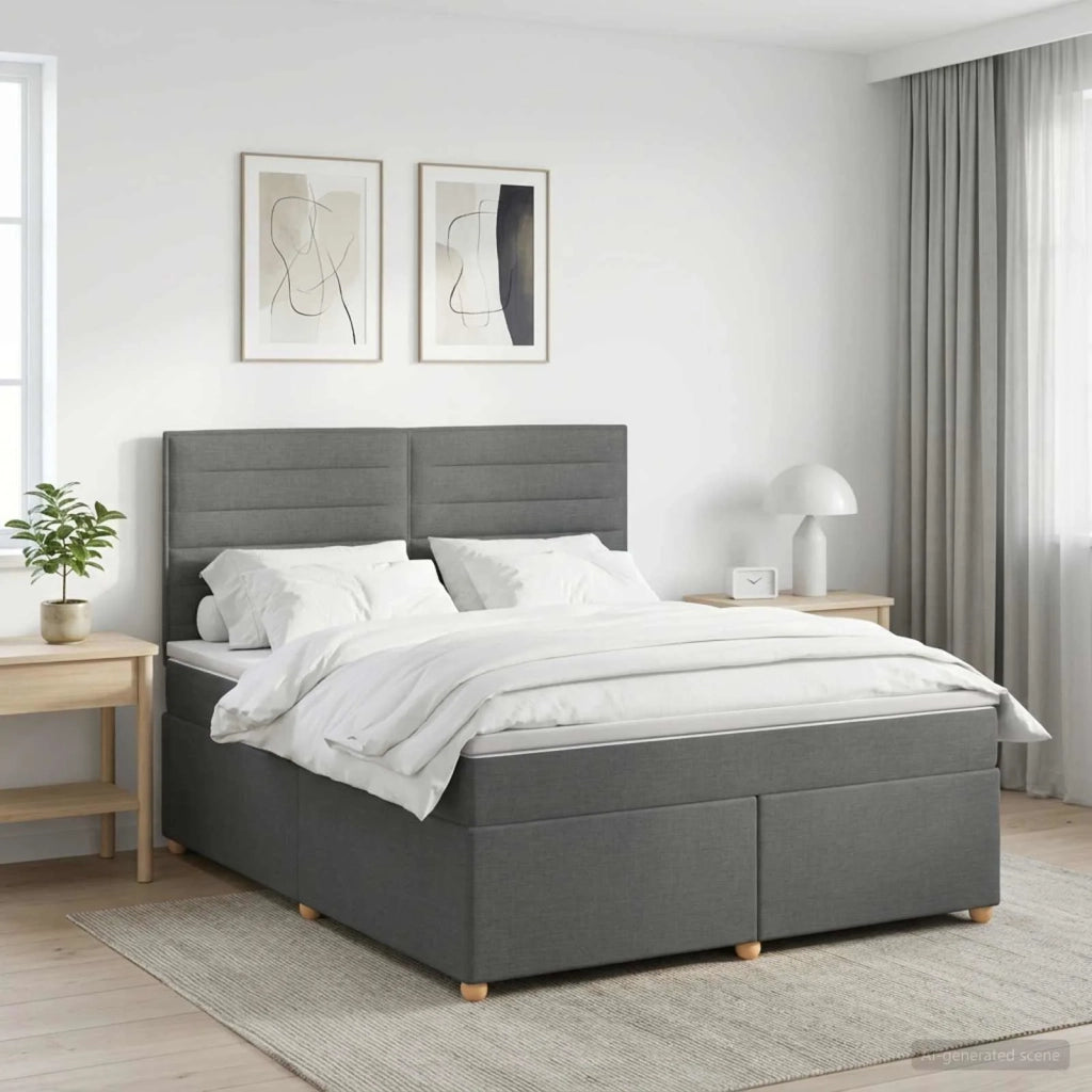 Letto box spring con materasso Grigio Scuro 140 x 200 cm 3453894