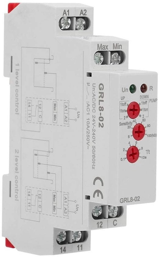 Regolatore AC/DC 24-240 V - 10 A - 1/2 Regolazione - Regolazione Sensibilità 5-100 kΩ - Tempo di Risposta 400 ms - Relè di Regolazione