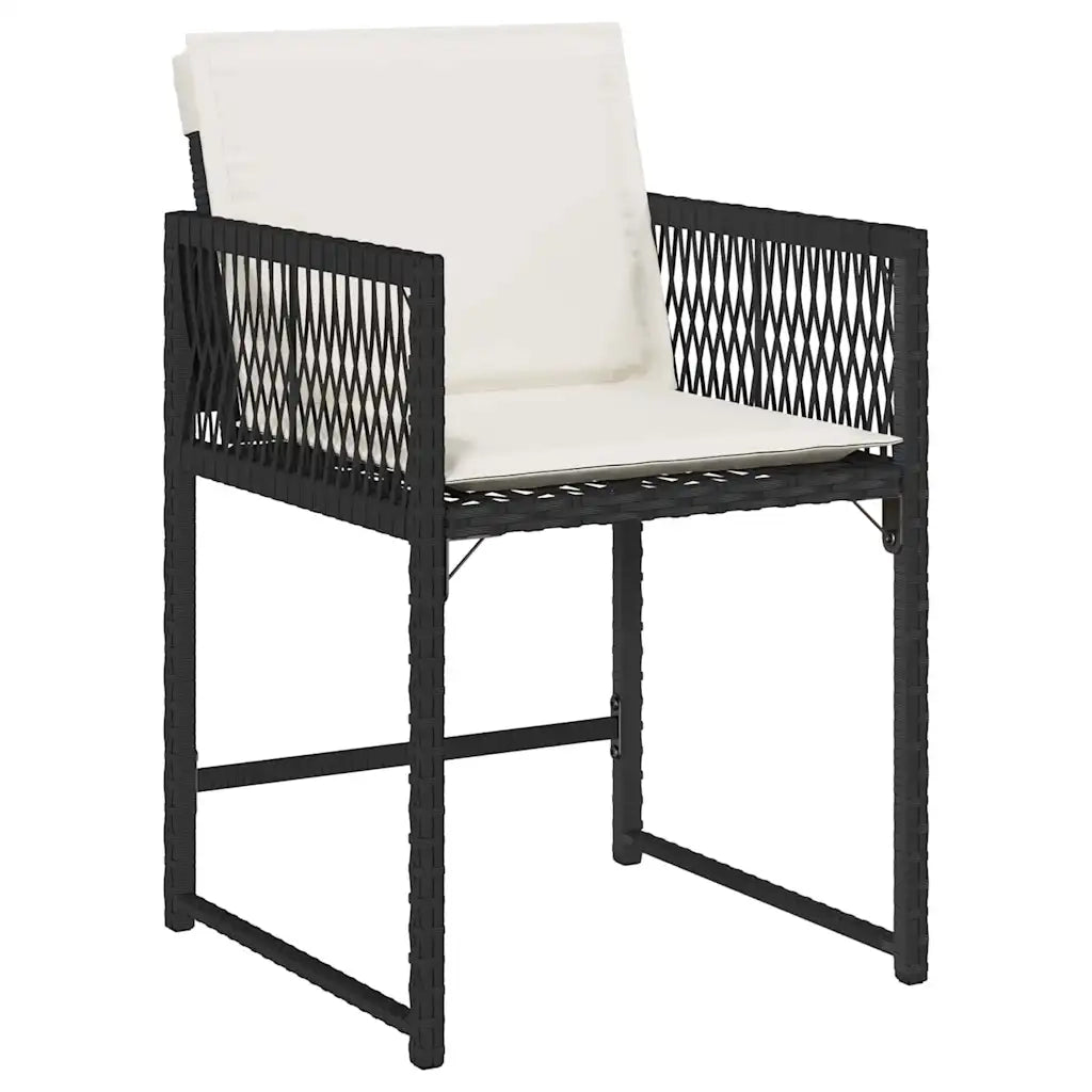 Set da Pranzo per Giardino 9 pcs Nero polyrattan 3380744
