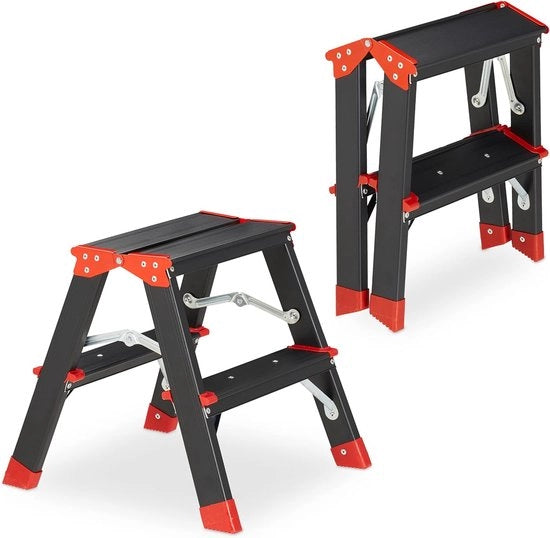 Trappola a doppia azione in alluminio, 2 gradini, fino a 120 kg, leggera, 38 x 38 x 41 cm, trappola per cucina, nera