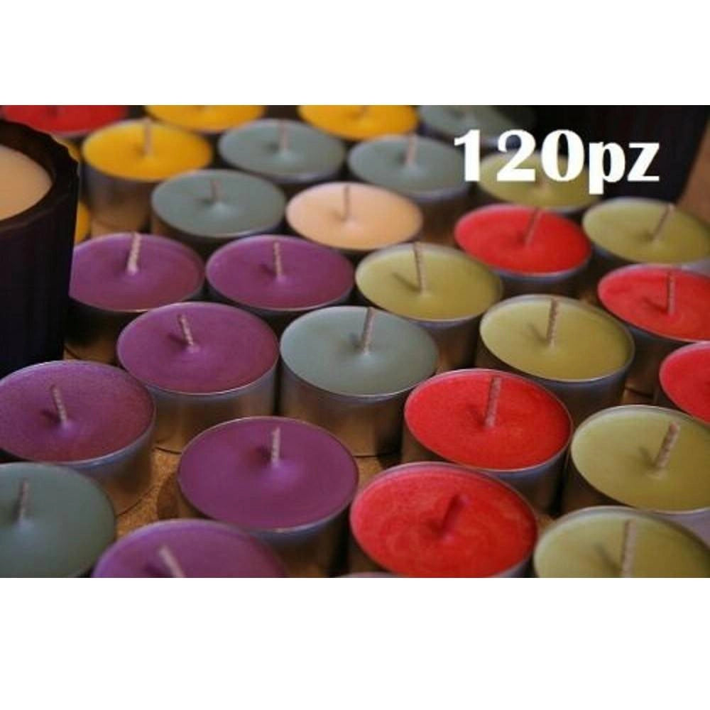 Trade Shop - Set 120 Pezzi Candele Colorate Assortite Profumate Fragranza Tealight Lumini -