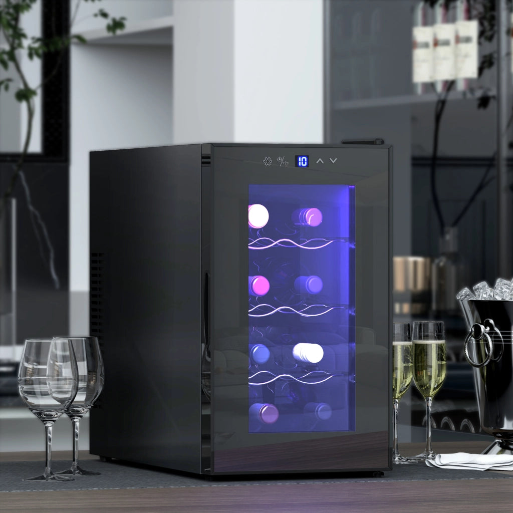 Cantinetta Vino Refrigerata ¨C Minimal ¨C Nero, Capacit¨¤ 21L, 8 Bottiglie