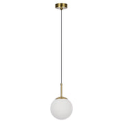 Lampada a sospensione Dorado sfera vetro bianco oro E14
