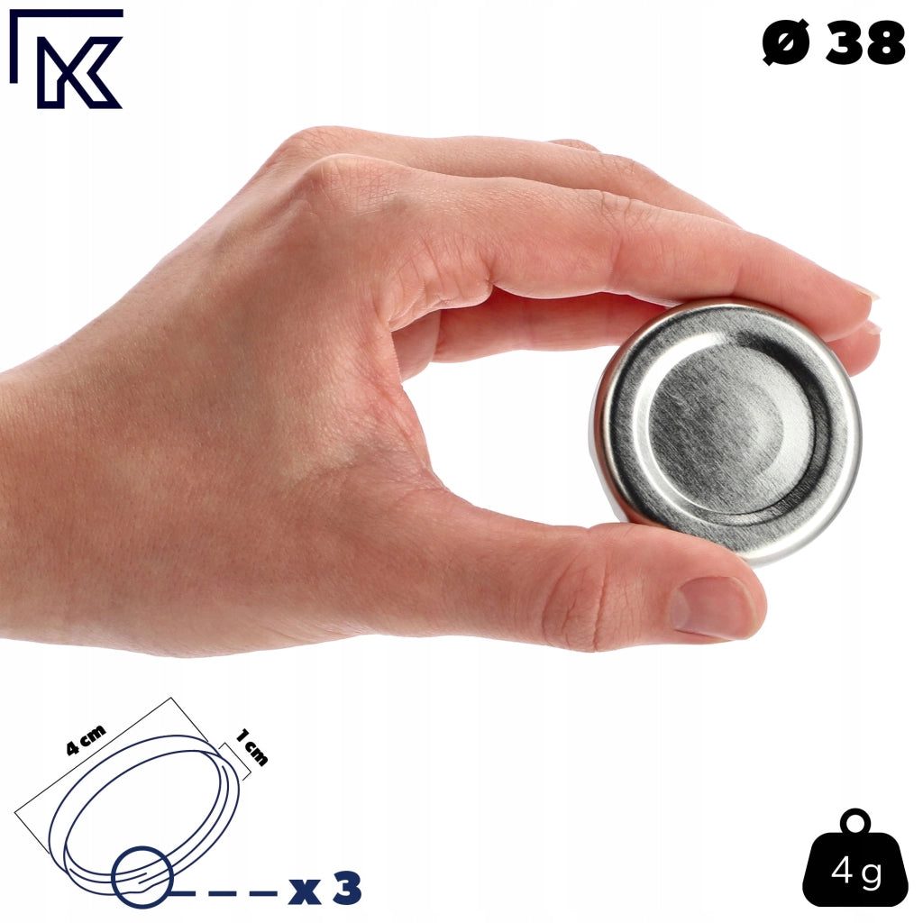 Tappi KADAX per bottiglie e barattoli, tappo, coperchio, diametro 38, 50 pezzi, 3 ganci