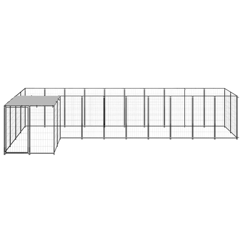 Recinto per animali da esterno per cani 7,26 m² acciaio nero 02_0000553