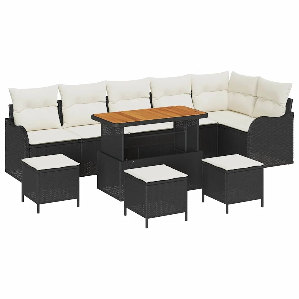 Set Divano da Giardino con cuscino 10 pcs Nero polyrattan 3362290