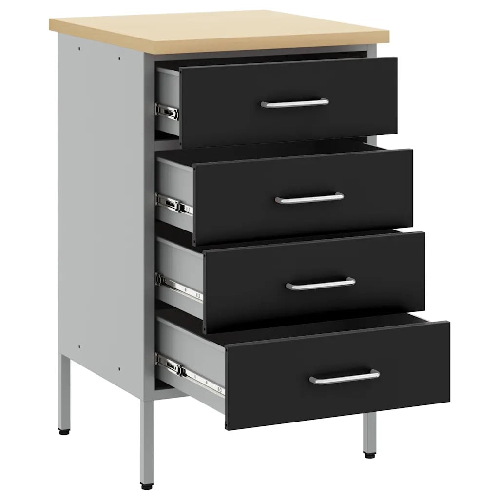 Banco da lavoro con cassetto Nero e Grigio 50 x 55 x 85 cm 4103460