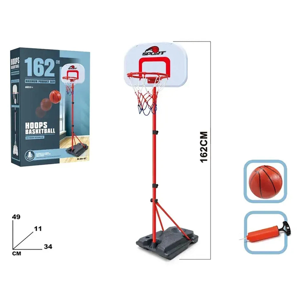 Canestro da Basket Altezza 162 cm con Piantana Palla e Pompa di Gonfiaggio