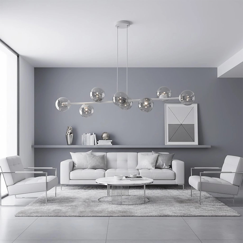 Lampada a sospensione MAGNUS 8xE14 vetro grigio Emibig