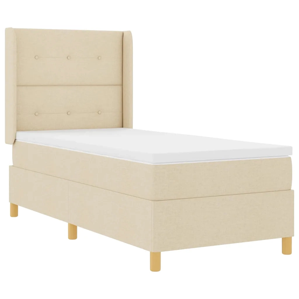 Letto a molle con materasso Crema 90 x 200 cm Tessuto