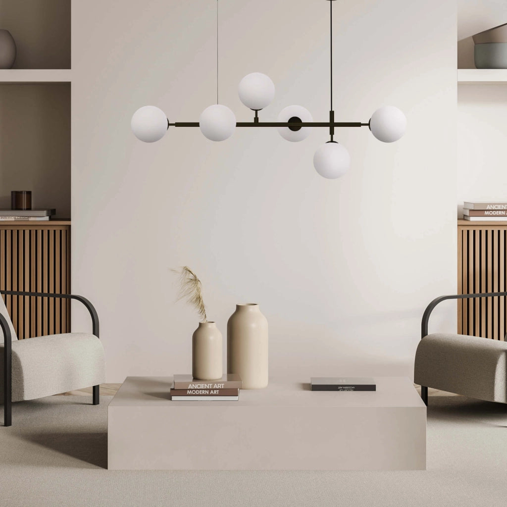 Lampadario Alisa 6 luci E14 nero/bianco Light Prestige