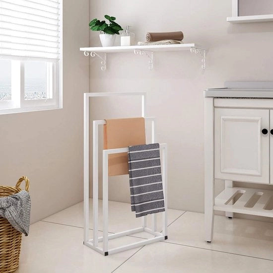 Handdoekenrek a Secco per Bagno - 3 Barre Pannellate Bianco