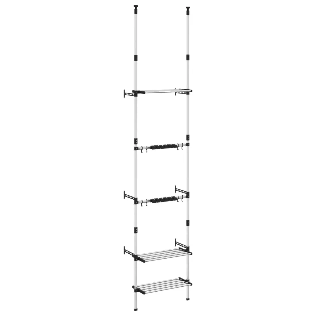 Rastrelliera Telescopica Giardino 3 Ripiani Argento Alluminio 344386