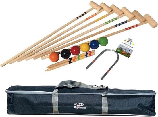 Set di Croquet in Legno Massivo per Giardino da 6 x 100 pezzi