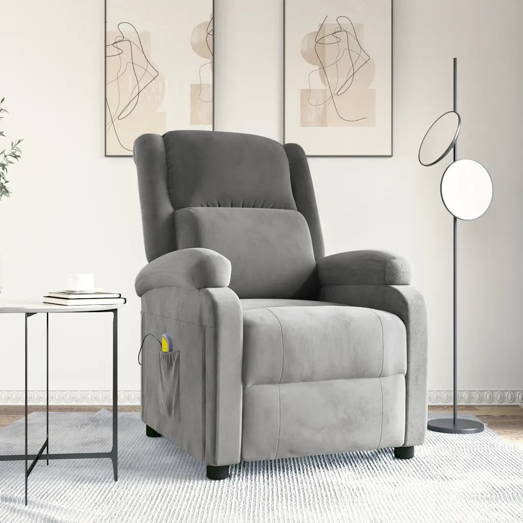 Poltrona Massaggiante Grigio Chiaro in Velluto 342410