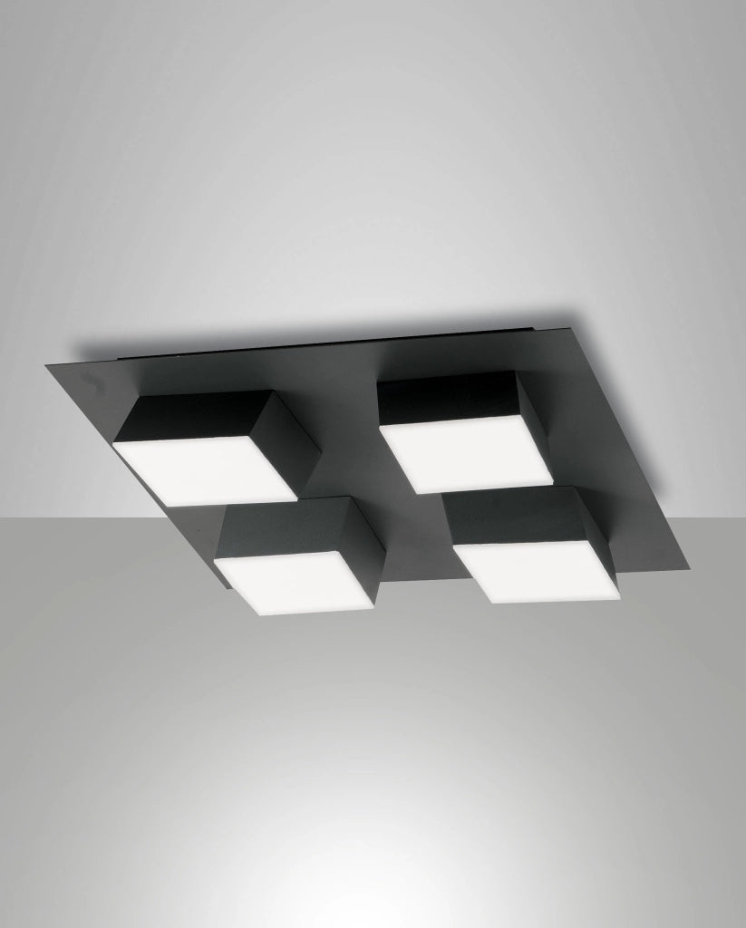 Lucas Plafoniera LED Quadrata 48W 4160lm 3000K Antracite - Struttura in Metallo e Metacrilato Dimmerabile a Taglio di Fase, Design Moderno IP20