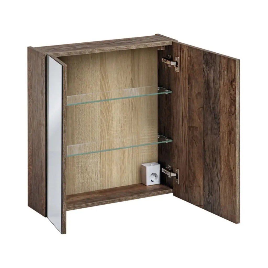 Mobile contenitore VANTA in rovere scuro 60cm – Modulo a muro con porta a specchio