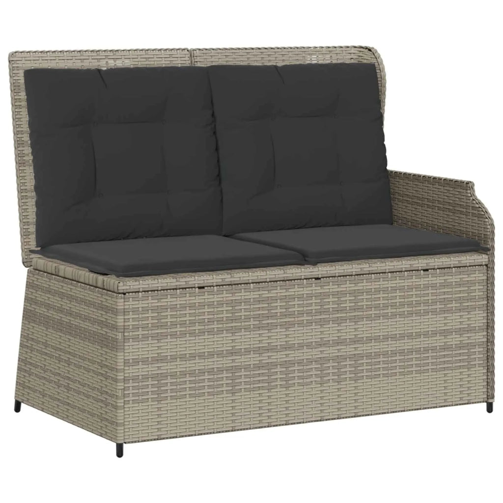 Panchina da giardino con cuscino Grigio chiaro polyrattan 3394445
