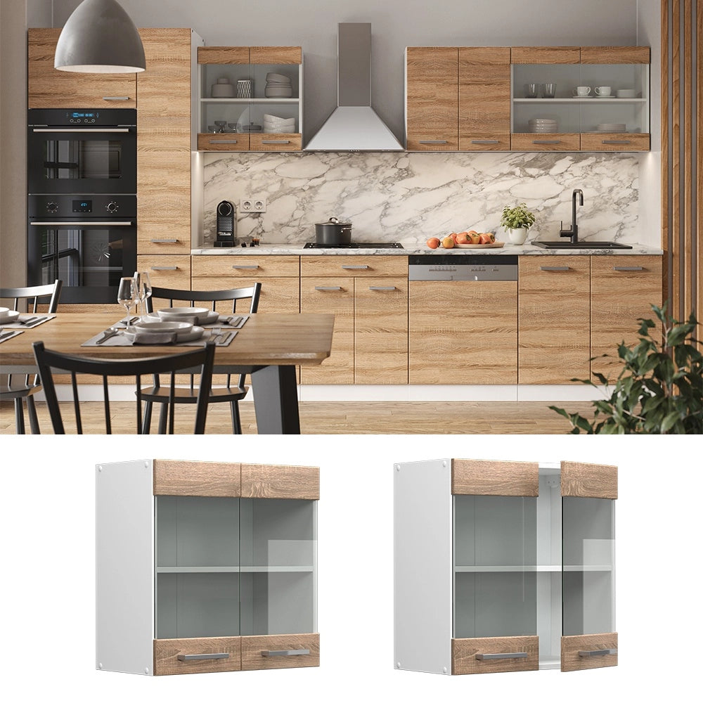 Mobile da cucina in vetro R-Line Sonoma/Bianco 60 cm Vicco