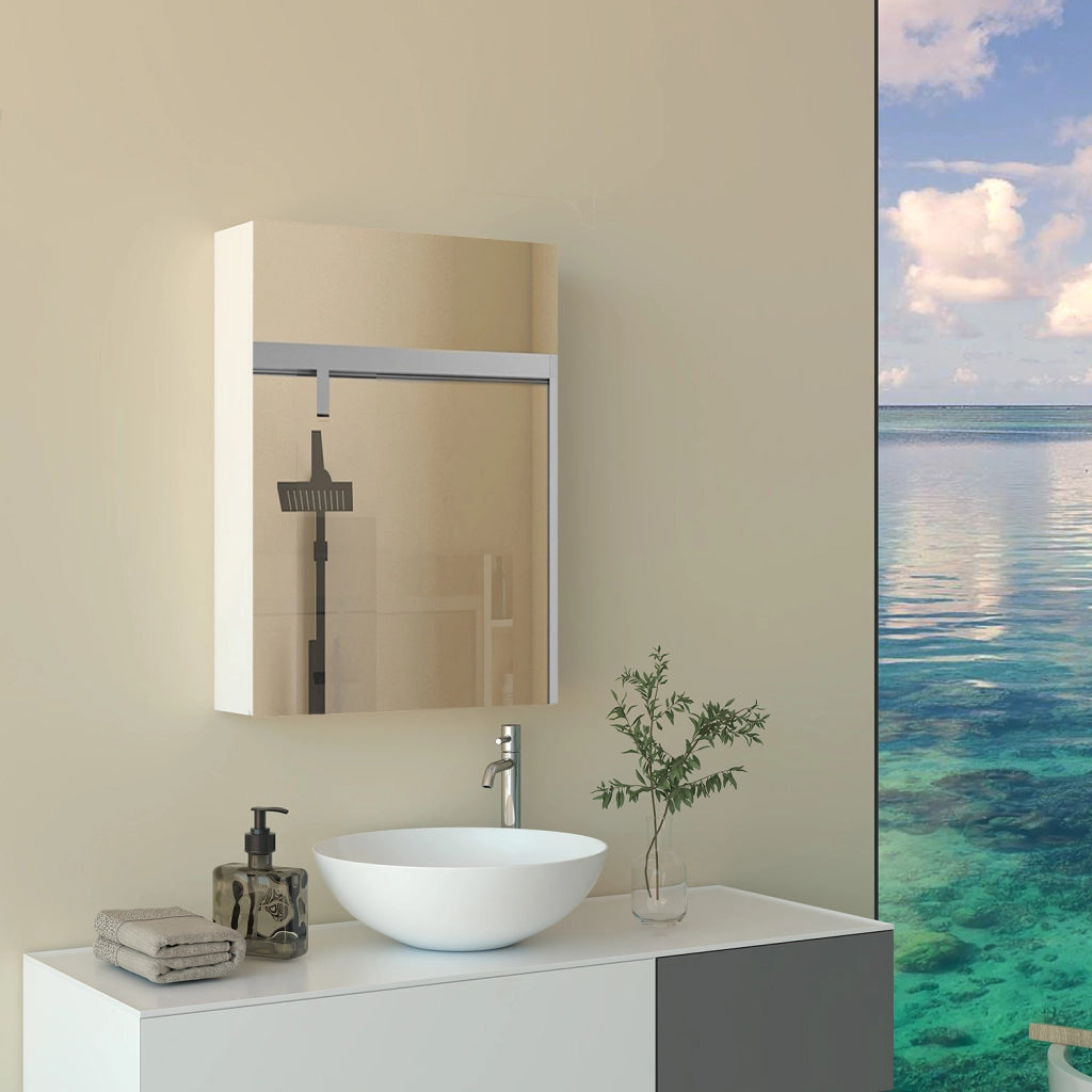 Armadietto a muro da Bagno con Specchio 50x70 cm, Bianco