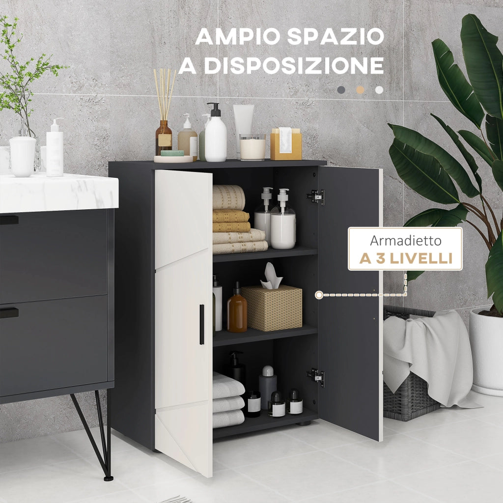 Mobile Bagno con Ante e Ripiani ¨C Zephmum ¨C Grigio 60x30x82