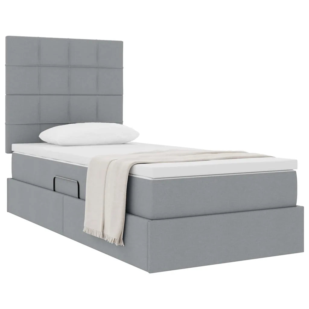 Letto con contenitore e materasso Grigio chiaro 100 x 200 cm