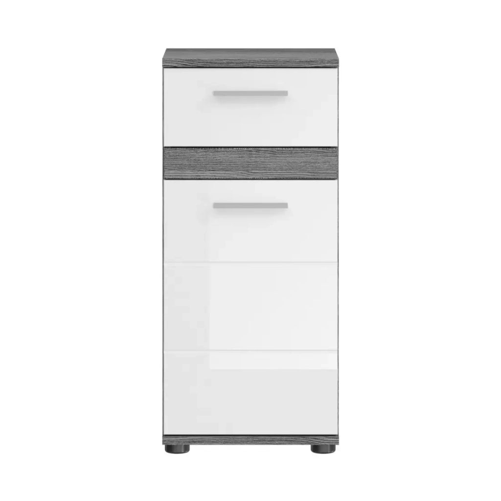 Set di mobili da bagno WILLIAM – Grigio scuro e bianco – 114x191x34 cm
