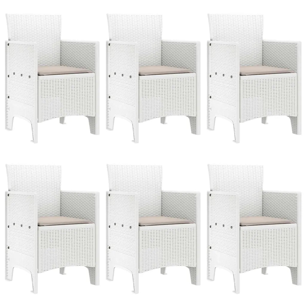 Set da Pranzo per Giardino 7 pcs Bianco Rattan Polt