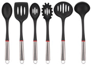 Set 6 Pezzi Mestolame Nylon con Manico in Acciaio Inox